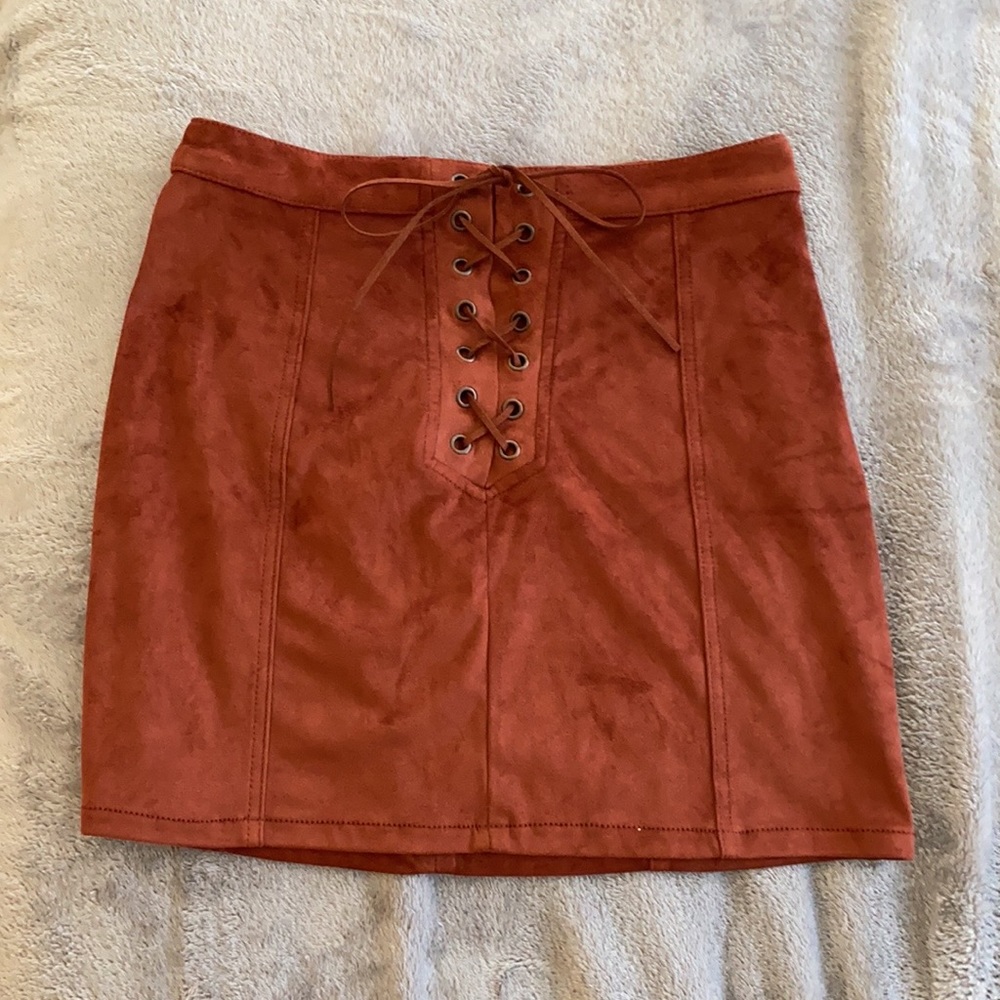 Rusty Red Suede skirt